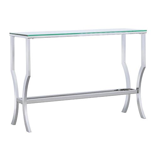 Saide Rectangular Sofa Table w/Mirrored Shelf Chrome by Coaster