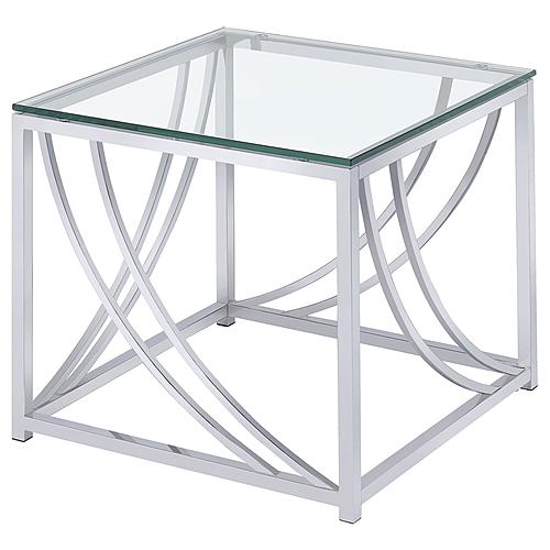 Lille Glass Top Square End Table Accents Chrome by Coaster