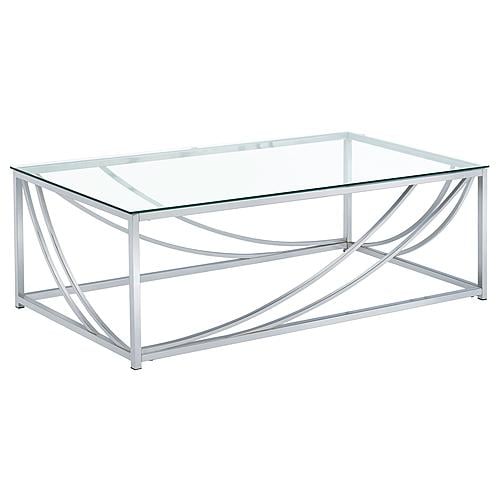 Lille Glass Top Rectangular Coffee Table Accents Chrome by Coaster
