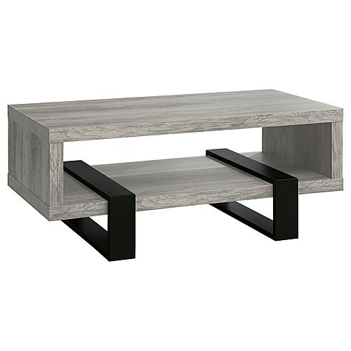 Dinard Coffee Table with Shelf Grey Driftwood by Coaster