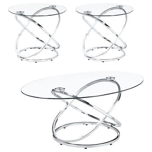 Warren 3-piece Occasional Set Chrome and Clear by Coaster