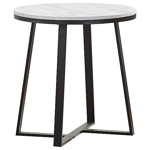 Hugo Metal Base Round End Table White and Matte Black by Coaster