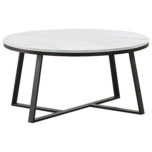 Hugo Round Coffee Table White and Matte Black by Coaster