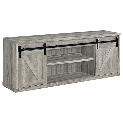 Brockton 71-inch 3-shelf Sliding Doors TV Console Grey Driftwood by Coaster