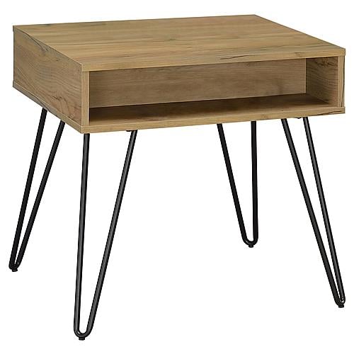 Fanning Square End Table with Open Compartment Golden Oak and Black by Coaster