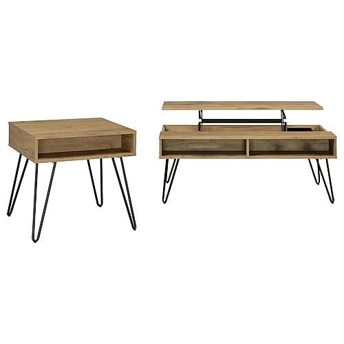 Fanning 2-piece Lift Top Coffee and End Table Set Golden Oak by Coaster