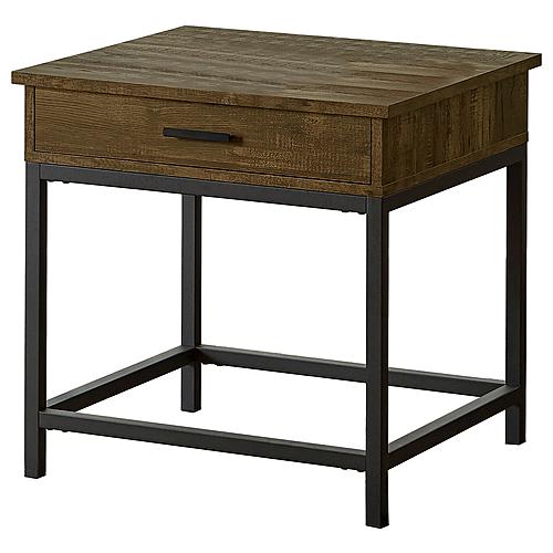 Byers Square 1-drawer End Table Brown Oak and Sandy Black by Coaster