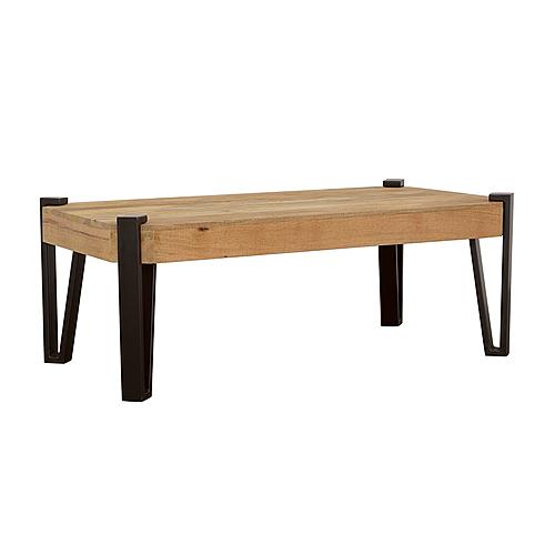 Winston Wooden Rectangular Top Coffee Table Natural and Matte Black by Coaster