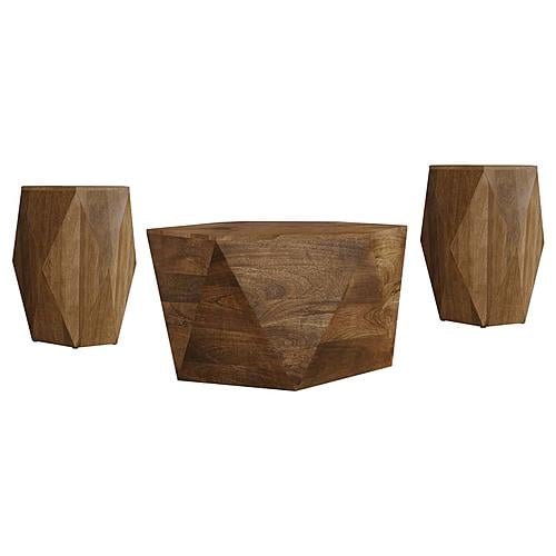 Zalika 3-piece Solid Wood Coffee and End Table Set Natural by Coaster