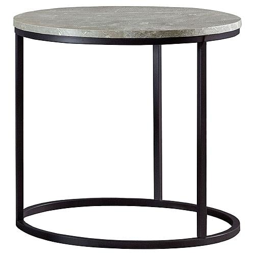Lainey Faux Marble Round Top End Table Grey and Gunmetal by Coaster