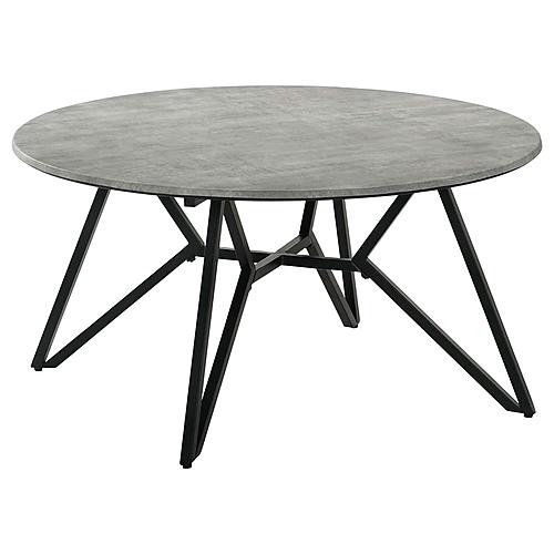 Hadi Round SmartTop Coffee Table Cement and Gunmetal by Coaster
