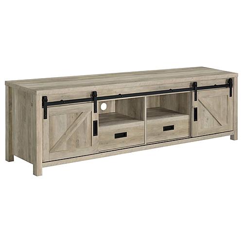 Madra 2-Door Engineered Wood 79-inch TV Stand Distressed Pine by Coaster