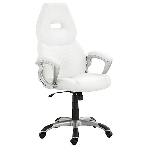 Bruce Adjustable Height Office Chair White and Silver by Coaster