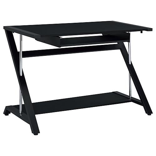 Mallet Computer Desk w/Bottom Shelf Black by Coaster