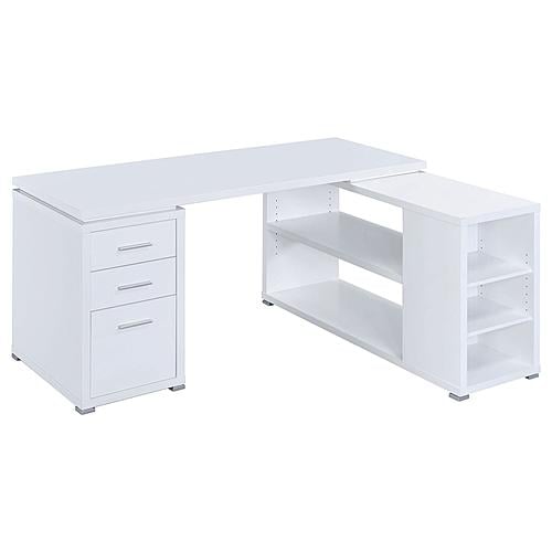 Yvette L-shape Office Desk White by Coaster