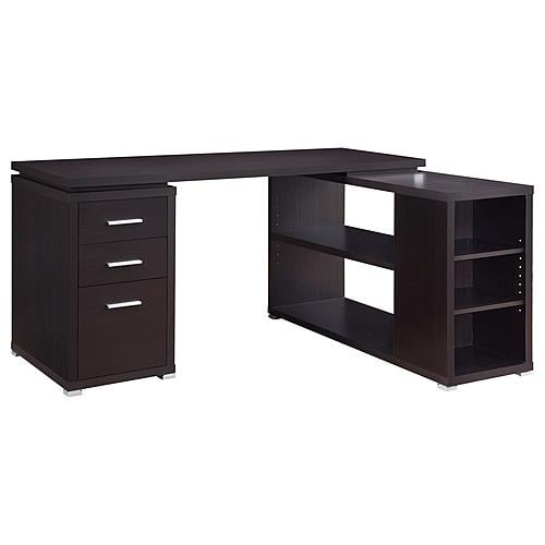 Yvette 3-Drawer L-shape Office Desk Cappuccino by Coaster