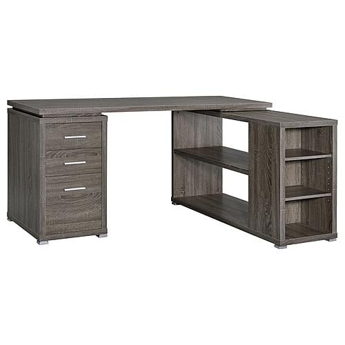 Yvette L-shape Office Desk Weathered Grey by Coaster