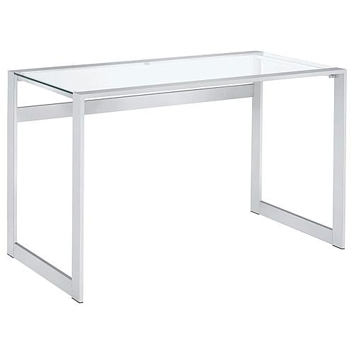Hartford Glass Top Writing Desk Chrome by Coaster