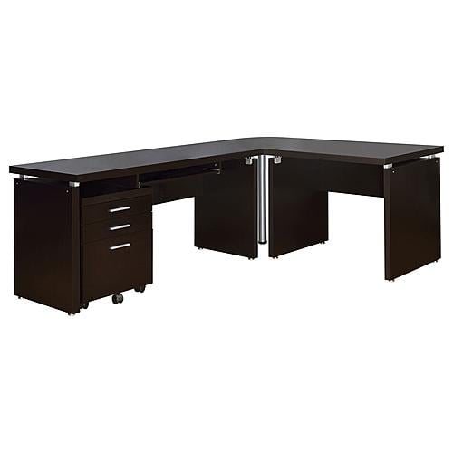 Skylar 2-piece Home Office Set L-Shape Desk w/File Cabinet Cappuccino by Coaster