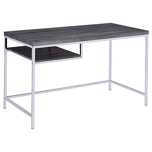 Kravitz Rectangular Writing Desk Weathered Grey and Chrome by Coaster