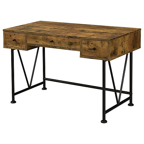 Analiese 3-drawer Writing Desk Antique Nutmeg and Black by Coaster