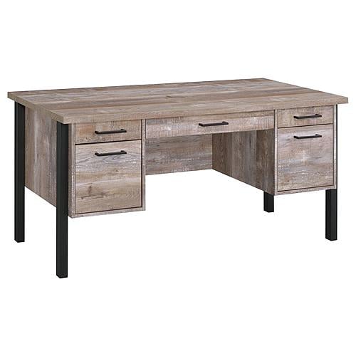 Samson 4-drawer Office Desk Weathered Oak by Coaster