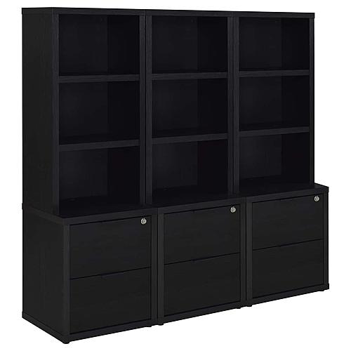 Westpark 3-piece Wall Unit Bookcase Set w/USB Black by Coaster
