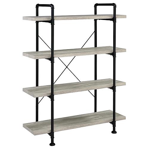 Delray 4-tier Open Shelving Bookcase Grey Driftwood and Black by Coaster