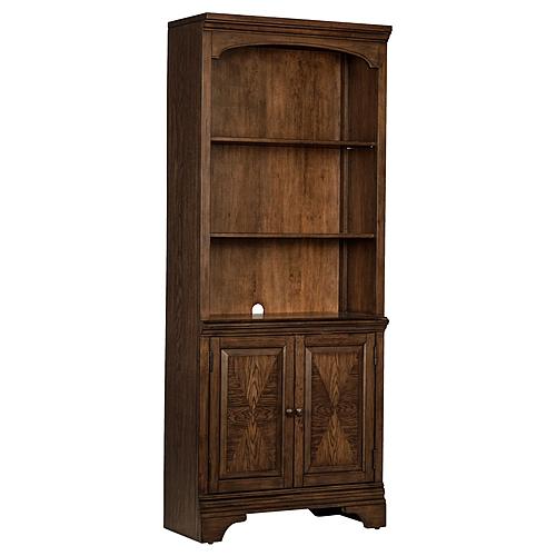 Hartshill Bookcase w/Cabinet Burnished Oak by Coaster
