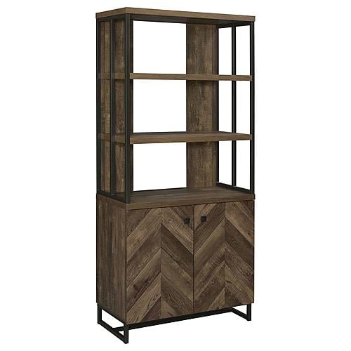 Millbrook 2-door Bookcase Rustic Oak Herringbone and Gunmetal by Coaster