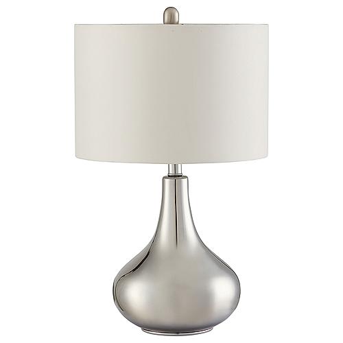 Junko Drum Shade Table Lamp Chrome and White by Coaster