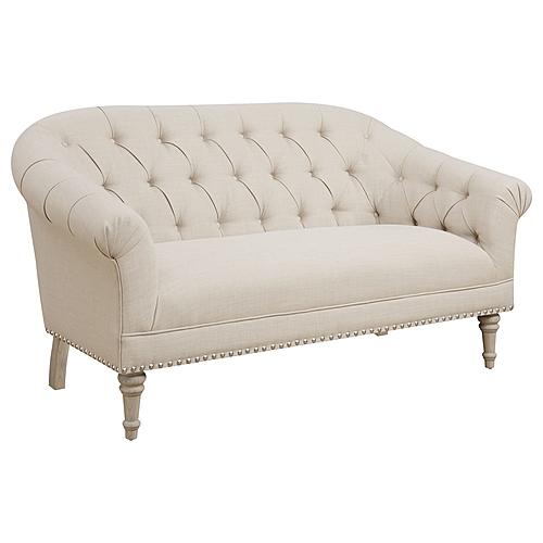 Billie Tufted Back Settee w/Roll Arm Natural by Coaster