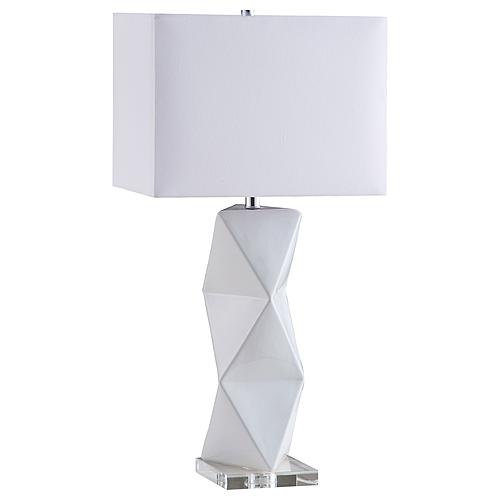 Camie Geometric Ceramic Base Table Lamp White by Coaster