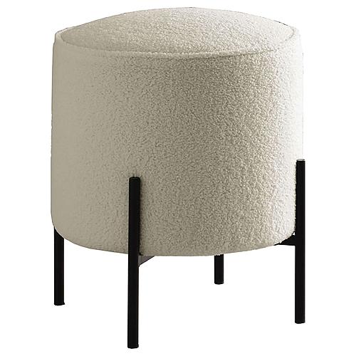 Basye Round Upholstered Ottoman Beige and Matte Black by Coaster