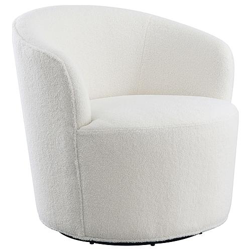 Joyce Upholstered Swivel Barrel Chair White by Coaster