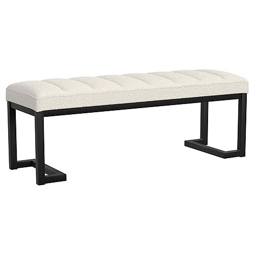 Mesa Boucle Upholstered Tufted Accent Bench Vanilla by Coaster