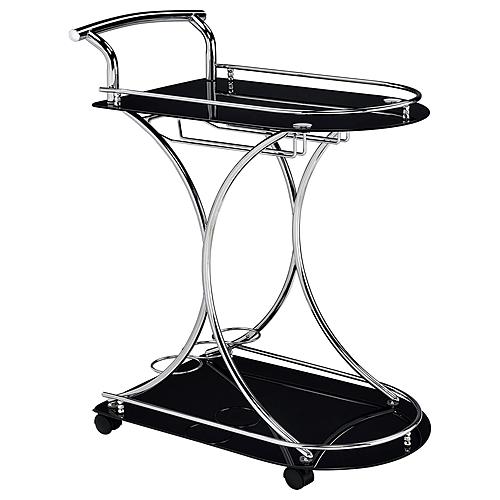 Elfman 2-shelve Serving Cart Chrome and Black by Coaster