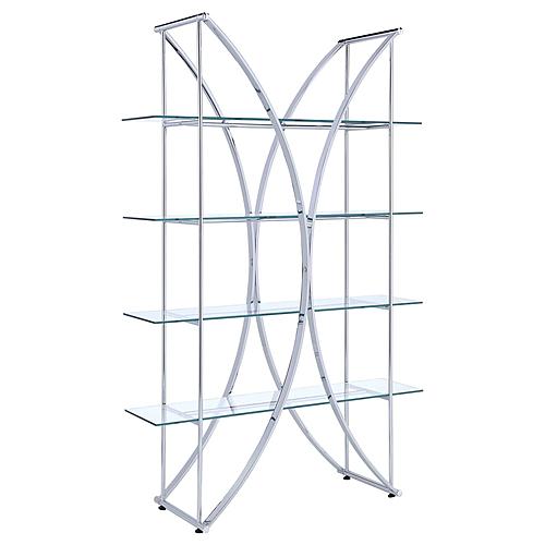Larson 4-tier Bookcase Chrome and Clear by Coaster