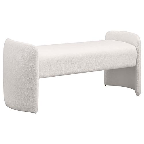 Peoria Velvet Upholstered Accent Bench Ivory by Coaster
