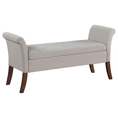 Farrah Upholstered Rolled Arms Storage Bench Beige and Brown by Coaster