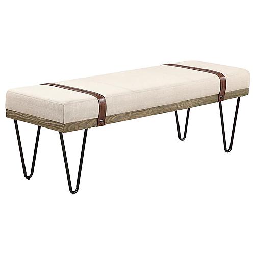 Austin Upholstered Bench Beige and Black by Coaster