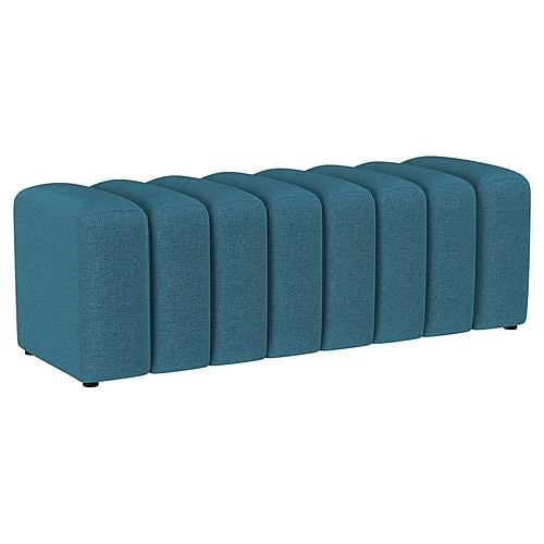 Summer Fabric Upholstered Tufted Accent Bench Peacock Blue by Coaster