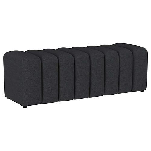 Summer Fabric Upholstered Tufted Accent Bench Charcoal by Coaster