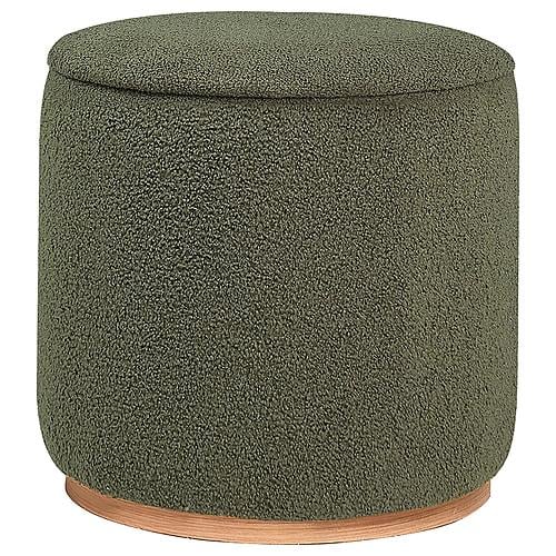 Zena Faux Sheepskin Upholstered Round Ottoman Green by Coaster