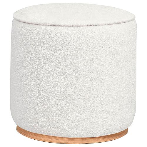 Zena Faux Sheepskin Upholstered Round Ottoman Ivory by Coaster