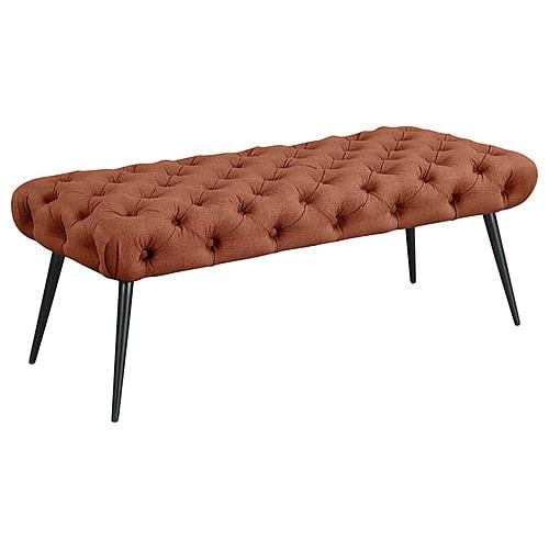 Ella Upholstered Tufted Bench Metal Legs Rust by Coaster
