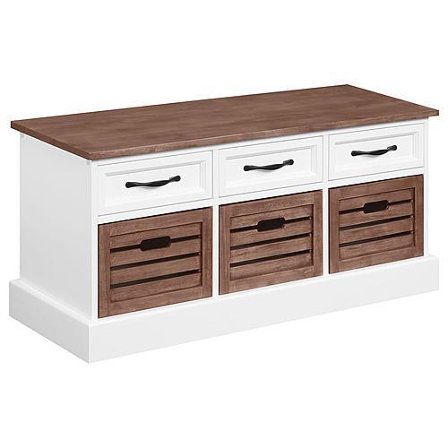 Alma 3-drawer Storage Bench Weathered Brown and White by Coaster