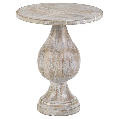 Dianella Round Pedestal Base Accent Side Table White Washed by Coaster
