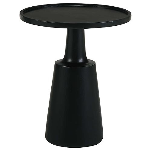 Ixia Round Solid Mango Wood Accent Side Table Black Stain by Coaster