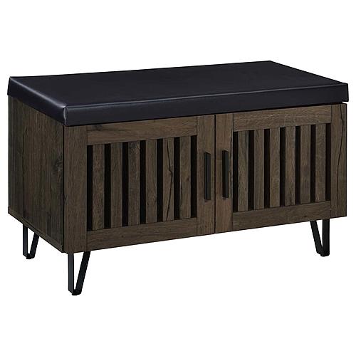 Brixton 2-Door Padded Entryway Shoe Storage Bench Smoked Oak by Coaster